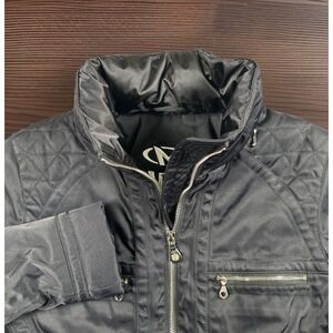 Marker Ski Jacket Women‎ Size 4 Black Aqua Guard Stretch Full Zip Packable Hood